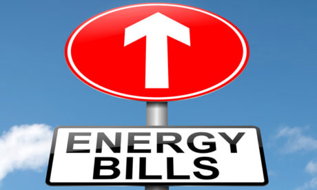 Energy bill sign pointing up